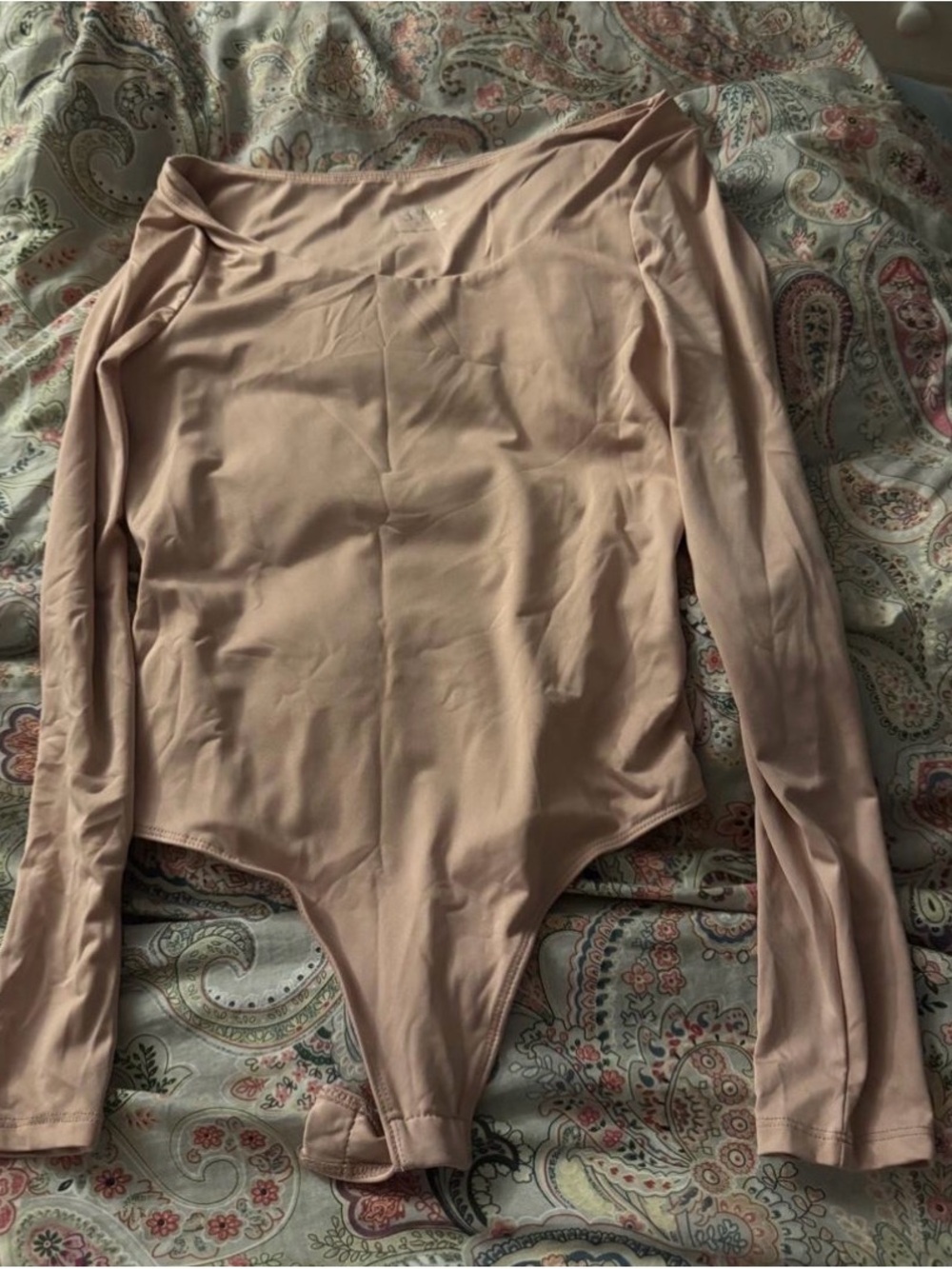 Women's Long Sleeve Bodysuit in Blush Pink